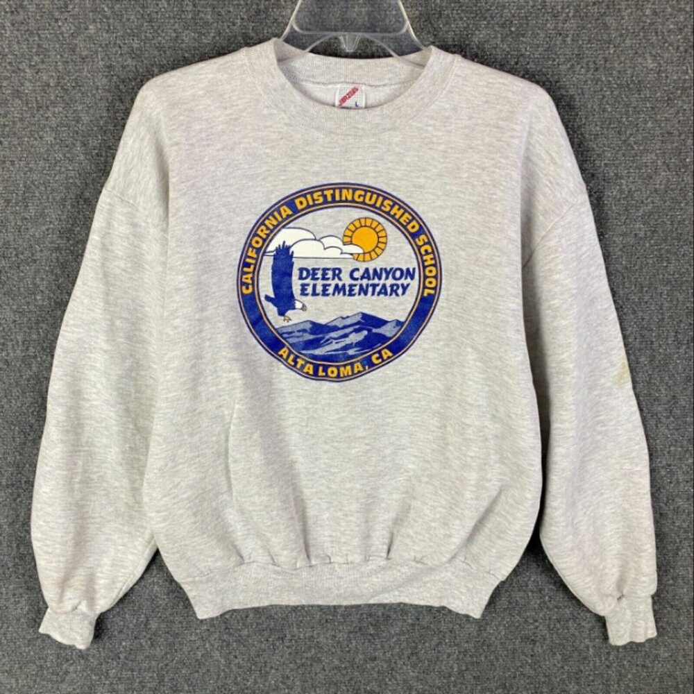 Vintage Jerzees Sweatshirt Men's Large Pullover Cotton Blend Stained USA Made‎